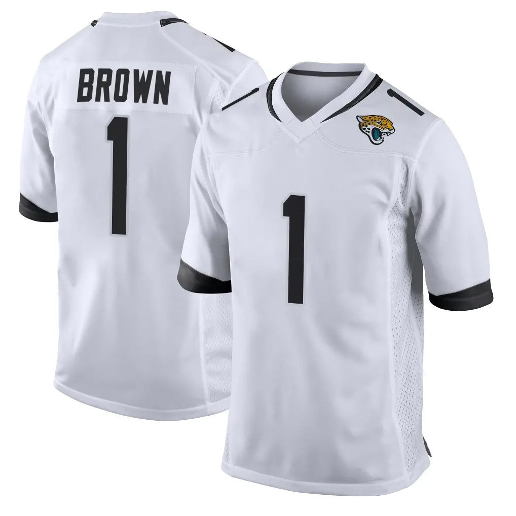 Ndoa J.Jaguars #1 Montaric Brown Player White Home Game Stitched Jerseys