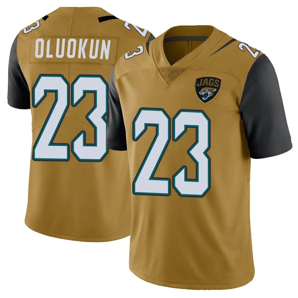 Ndoa J.Jaguars #23 Foyesade Oluokun Player Gold Vapor Limited Home Game Stitched Jerseys