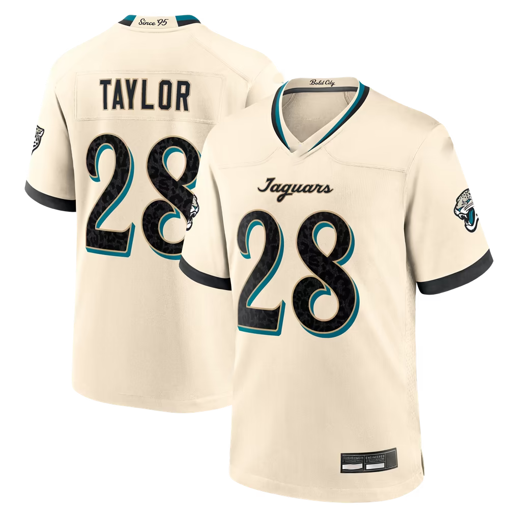 Ndoa J.Jaguars #28 Fred Taylor Natural  2026 Rivalries Collection Game Stitched Jerseys