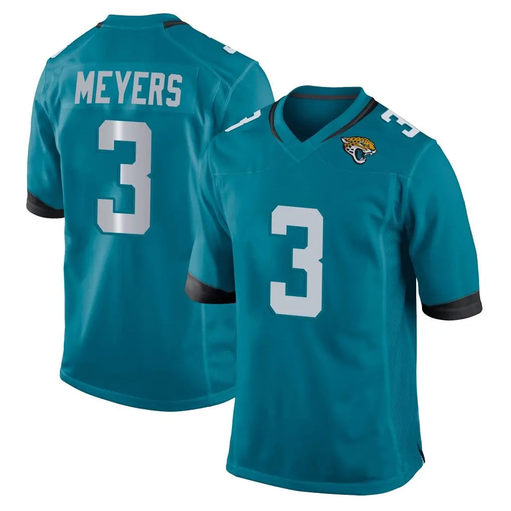 Ndoa J.Jaguars #3 Jakobi Meyers Player Teal Home Game Stitched Jerseys