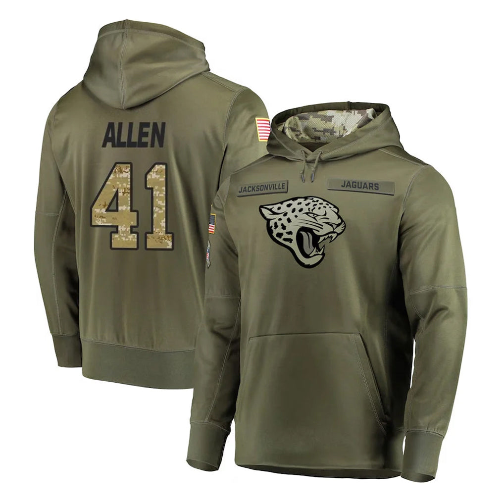 Ndoa J.Jaguars #41 Josh Hines-Allen Player Olive Salute to Service Pullover Hoodies Home Game Stitched Jerseys