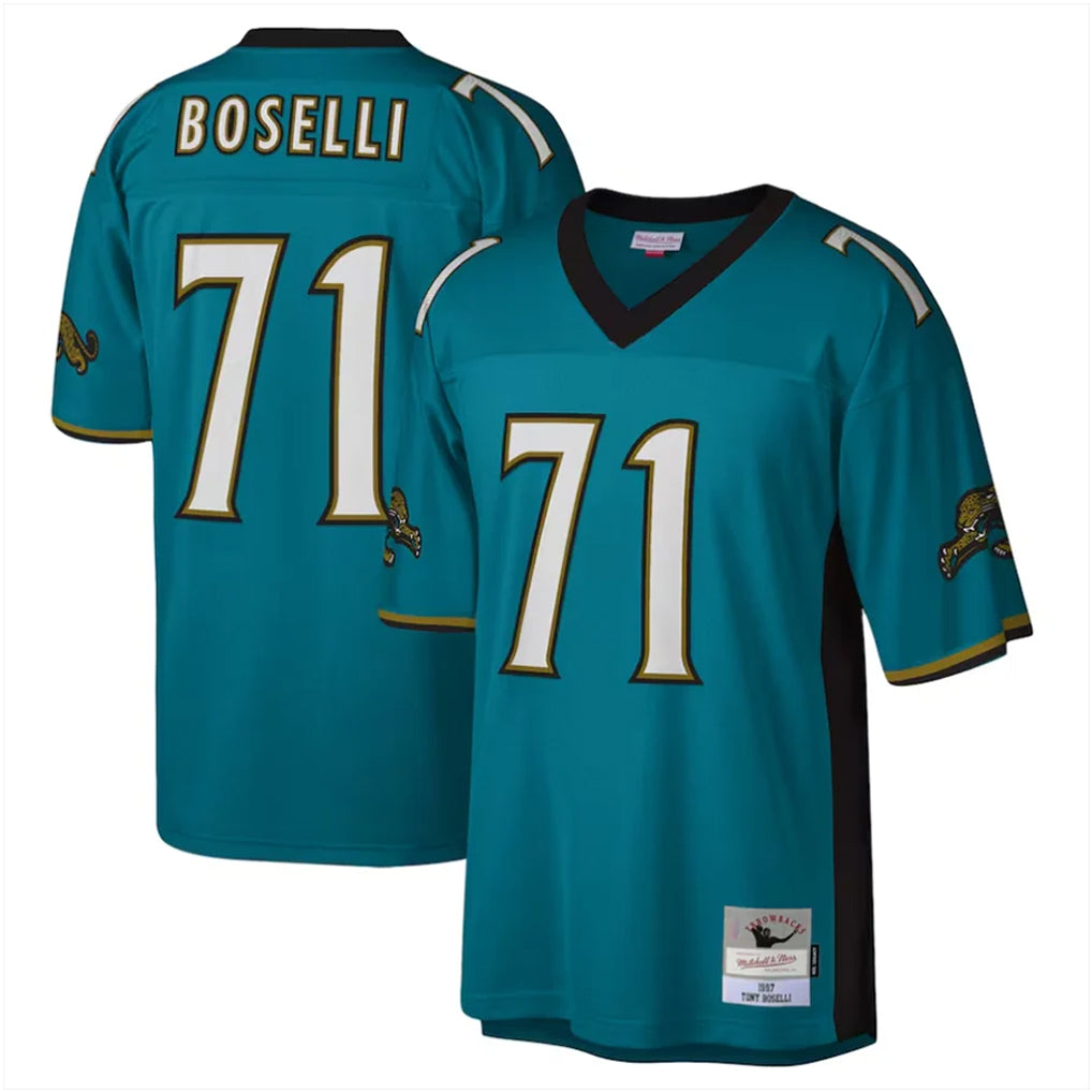 Ndoa J.Jaguars #71 Tony Boselli?Player Teal Mitchell & Ness Legacy Home Game Stitched Jerseys