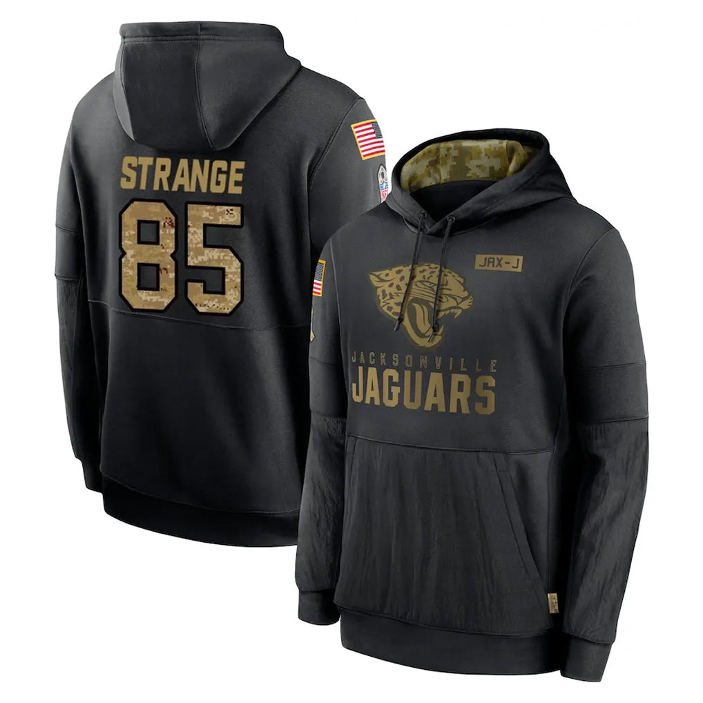 Ndoa J.Jaguars #85 Brenton Strange Player Black Salute to Service Hoodies Limited Game Stitched Jerseys