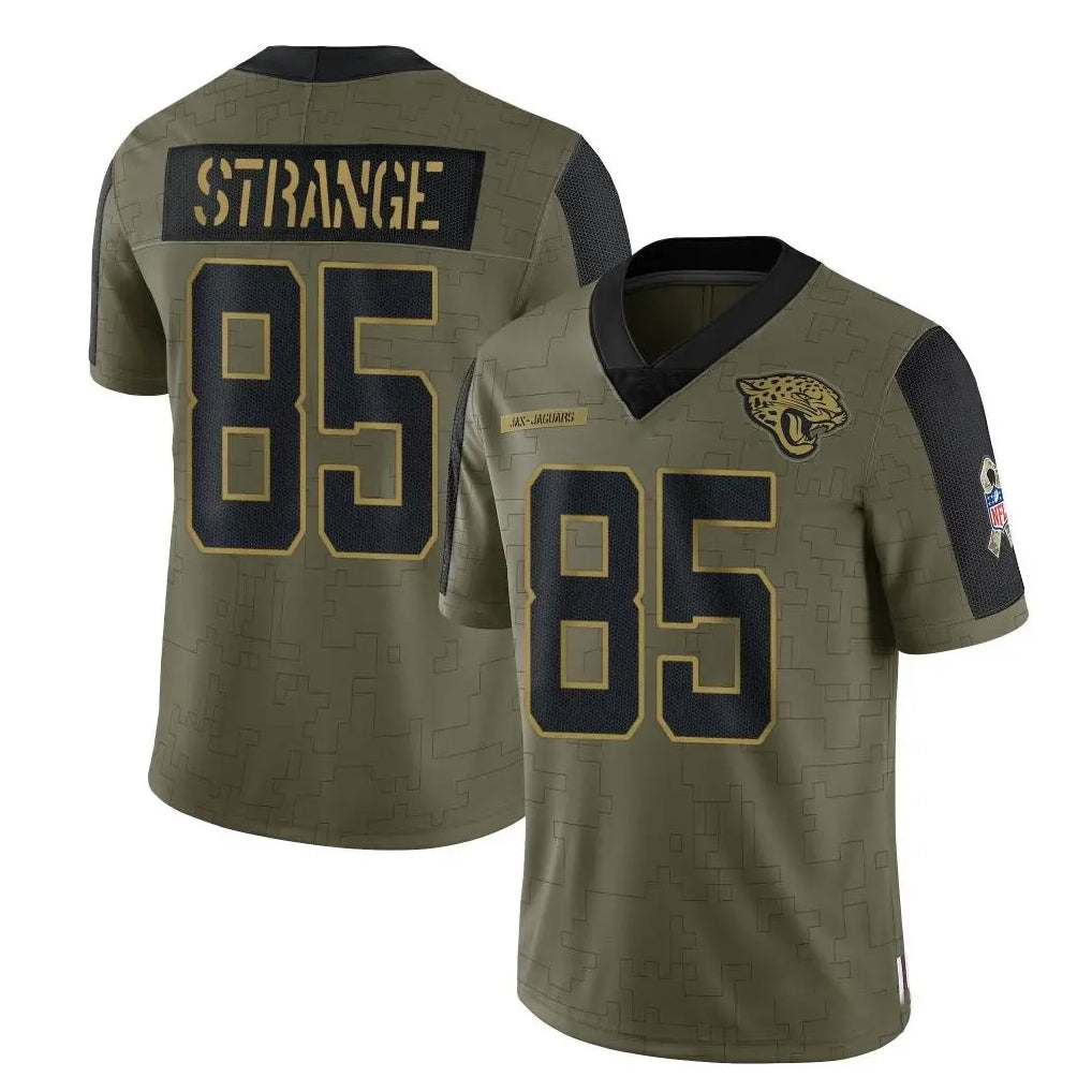 Ndoa J.Jaguars #85 Brenton Strange Player Olive Salute To Service Limited Game Stitched Jerseys