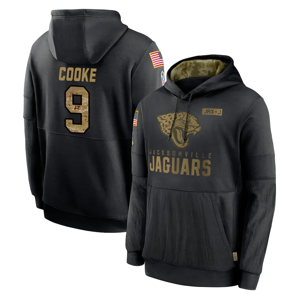 Ndoa J.Jaguars #9 Logan Cooke Player Black Salute to Service Hoodies Limited Game Stitched Jerseys