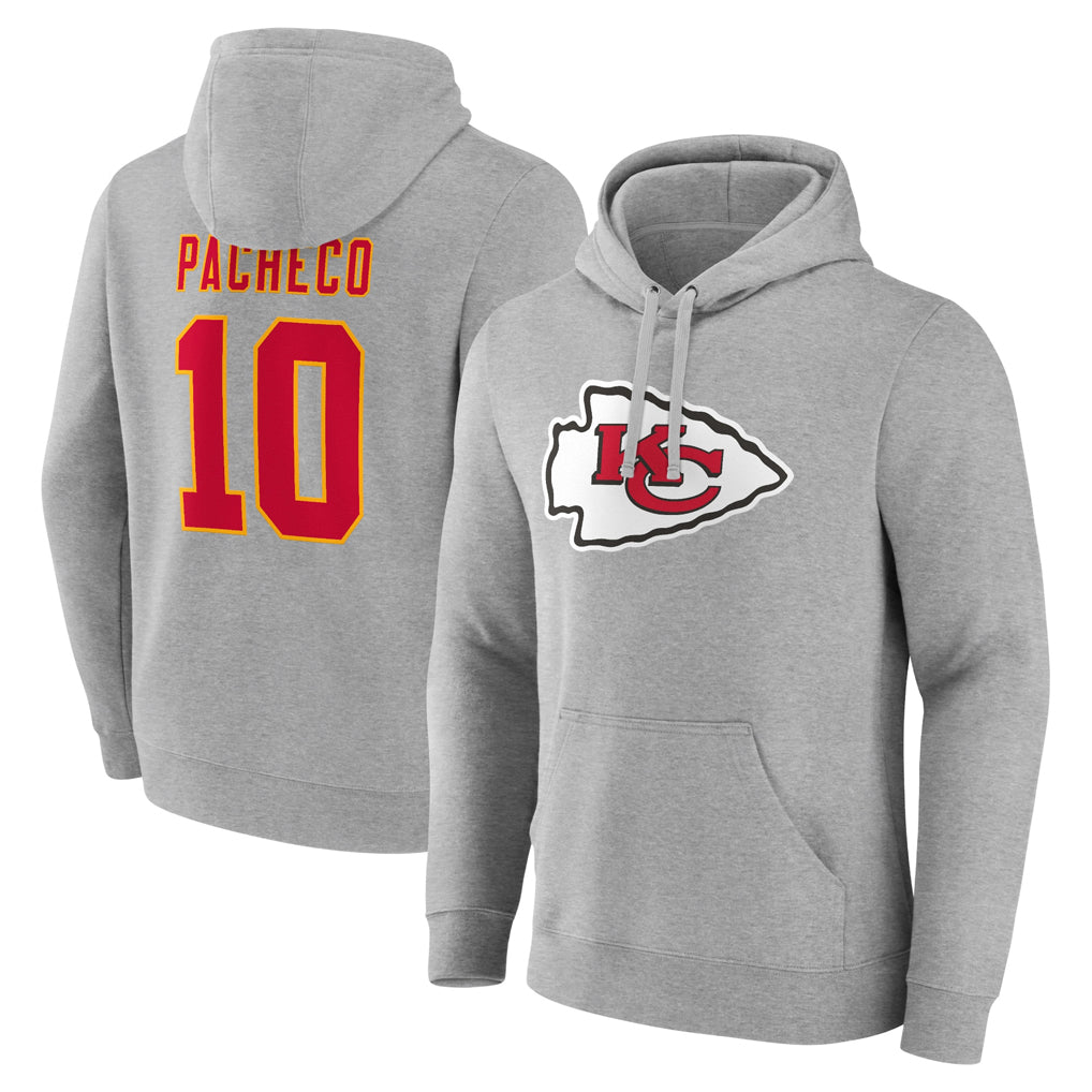 Ndoa KC.Chiefs #10 Isiah Pacheco Player Gray Pullover Hoodies Stitched Jerseys