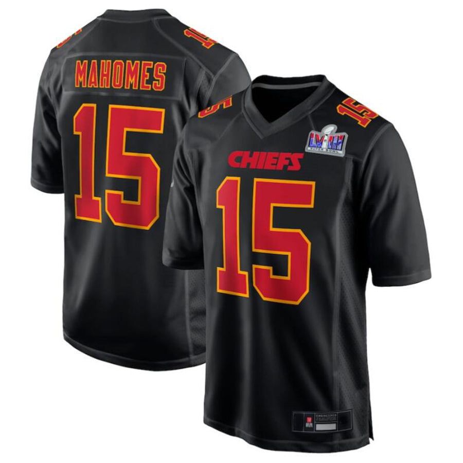 Ndoa KC.Chiefs #15 Patrick Mahomes Black Super Bowl LVIII Carbon Fashion Game Player Jersey American Stitched Jerseys