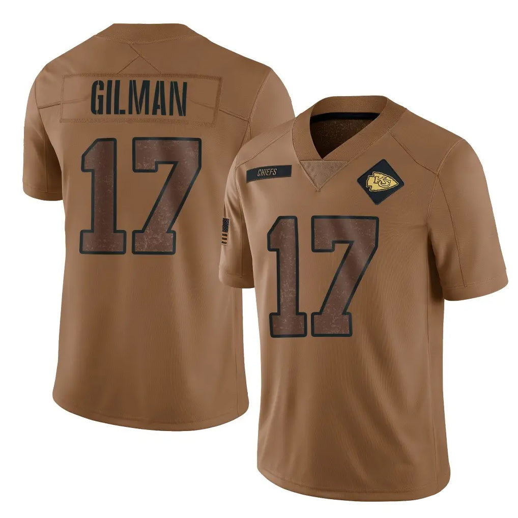 Ndoa KC.Chiefs #17 Alohi Gilman Player Brown Salute To Service Limited Stitched Jerseys