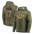 Ndoa KC.Chiefs #17 Alohi Gilman Player Olive Salute to Service Pullover Hoodies Home Game Stitched Jerseys