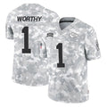 Ndoa KC.Chiefs #1 Xavier Worthy Player Arctic Camo Salute To Service Limited Game Stitched Jerseys