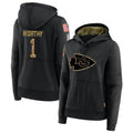 Ndoa KC.Chiefs #1 Xavier Worthy Player Black Salute to Service Hoodies Stitched Jerseys