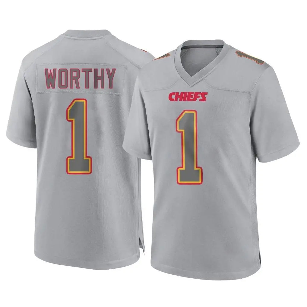 Ndoa KC.Chiefs #1 Xavier Worthy Player Gray Atmosphere Fashion Game Stitched Jerseys