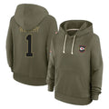 Ndoa KC.Chiefs #1 Xavier Worthy Player Olive Salute to Service Hoodies Stitched Jerseys