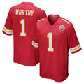 Ndoa KC.Chiefs #1 Xavier Worthy Player Red Home Game Stitched Jerseys