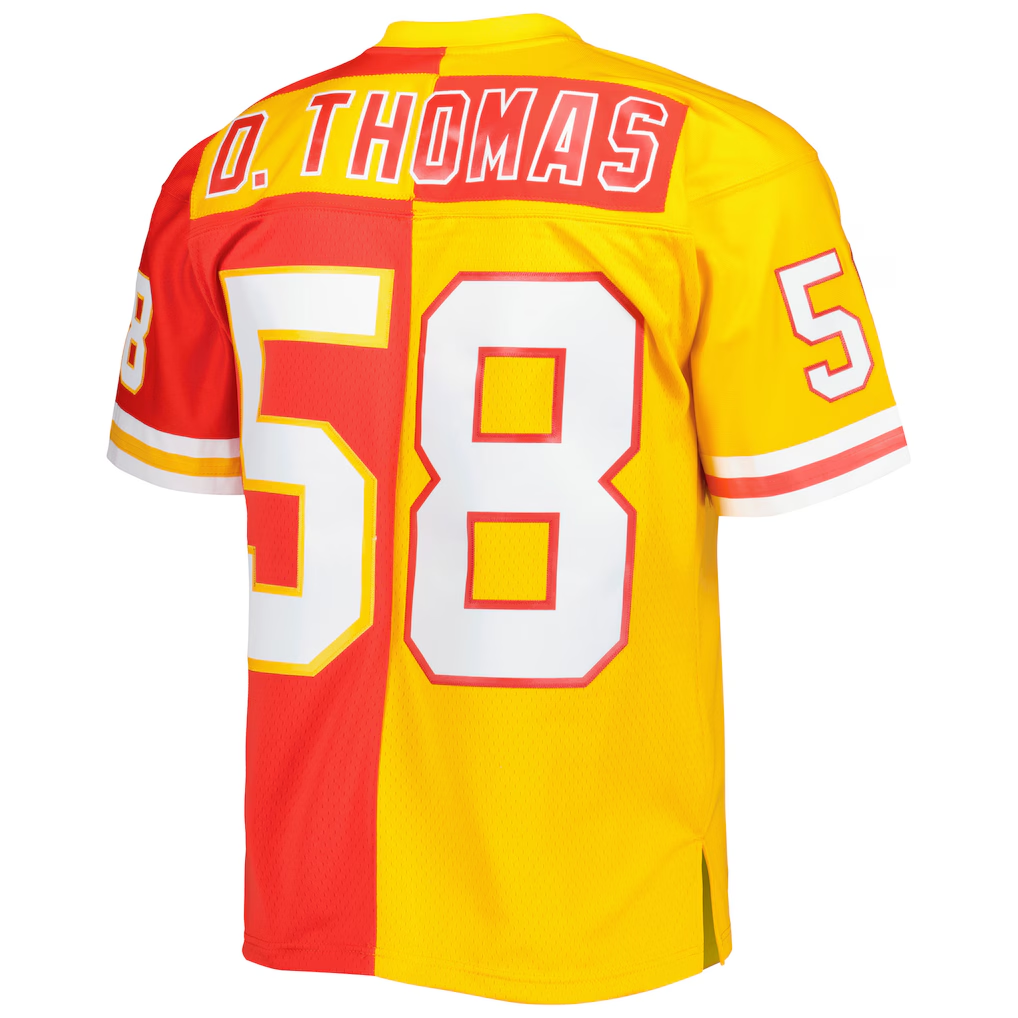 Ndoa KC.Chiefs #58 Derrick Thomas Mitchell & Ness RedGold 1994 Split Legacy Replica Stitched Puhic Jersey