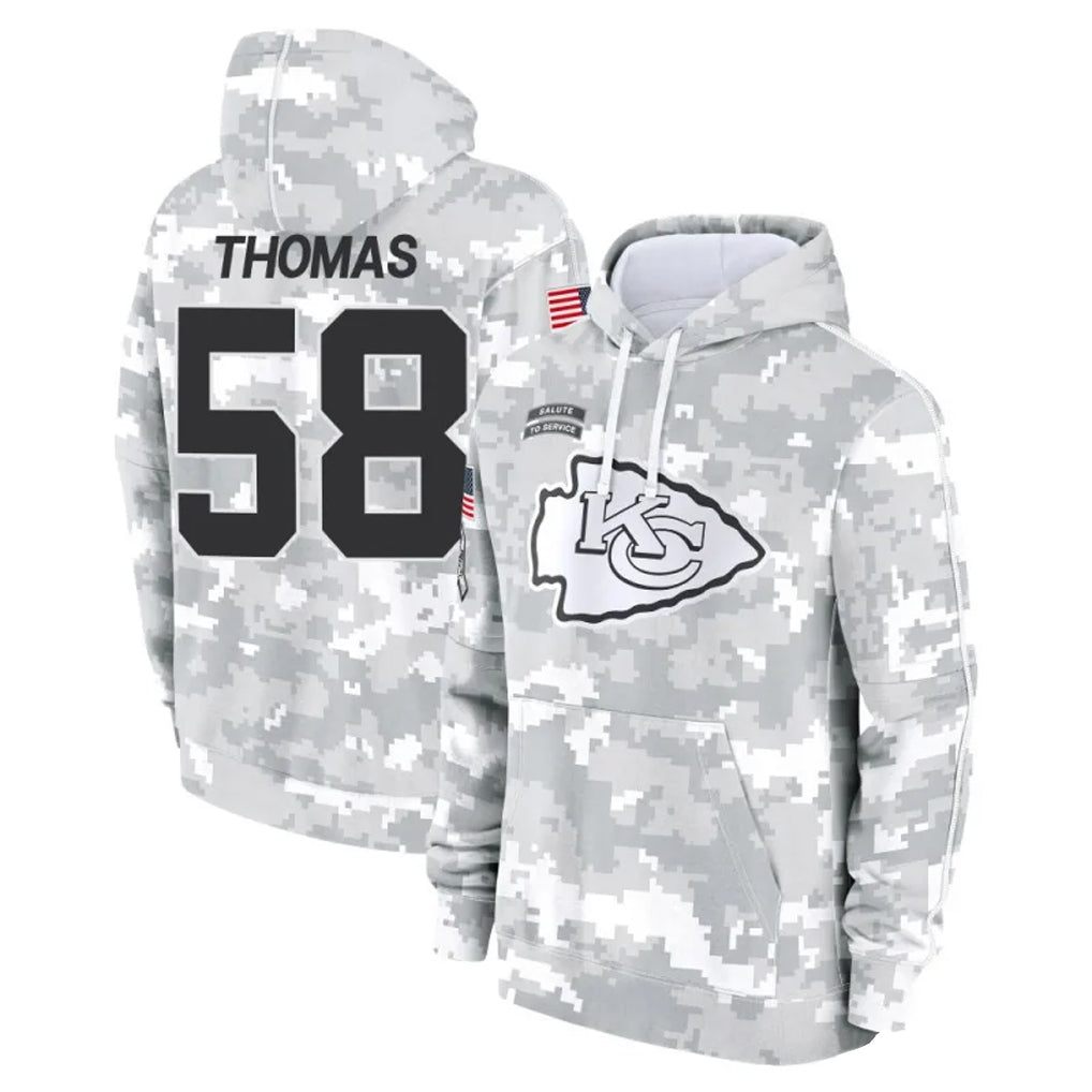 Ndoa KC.Chiefs #58 Derrick Thomas Player Arctic Camo Salute to Service Hoodies Stitched Jerseys