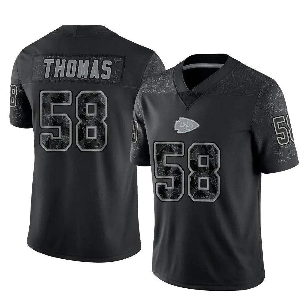Ndoa KC.Chiefs #58 Derrick Thomas Player Black Limited Reflective Game Stitched Jerseys