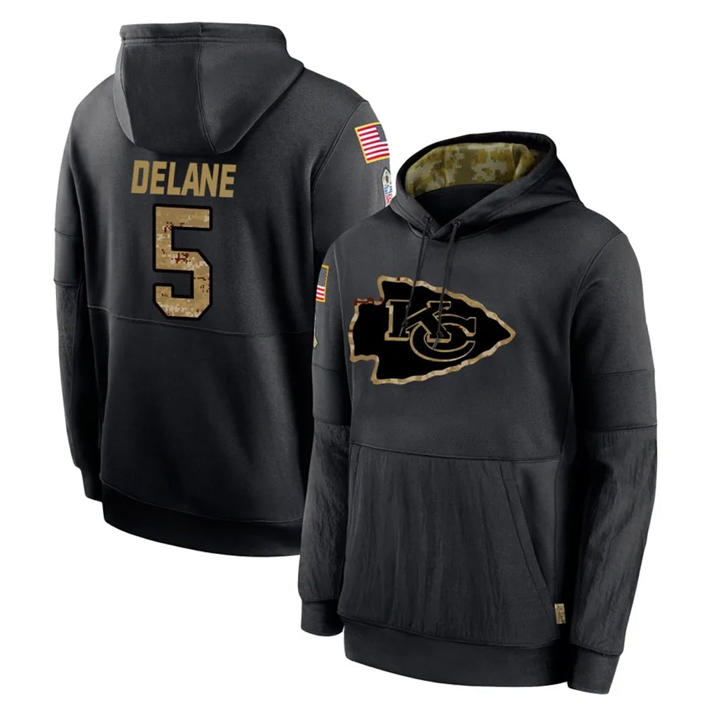 Ndoa KC.Chiefs #5 Mansoor Delane Player Black Salute to Service Hoodies Limited Game Stitched Jerseys