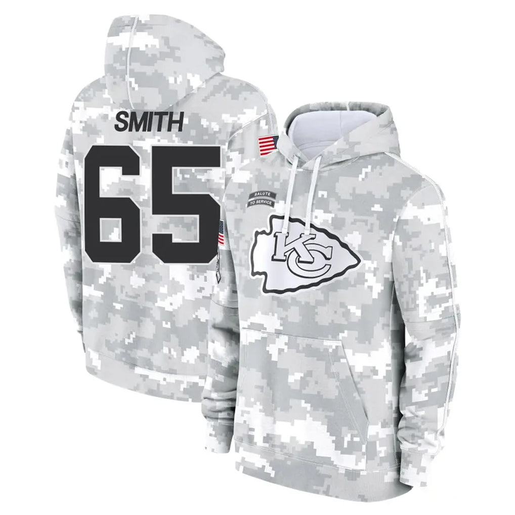 Ndoa KC.Chiefs #65 Trey Smith Player Arctic Camo Salute to Service Hoodies Limited Game Stitched Jerseys