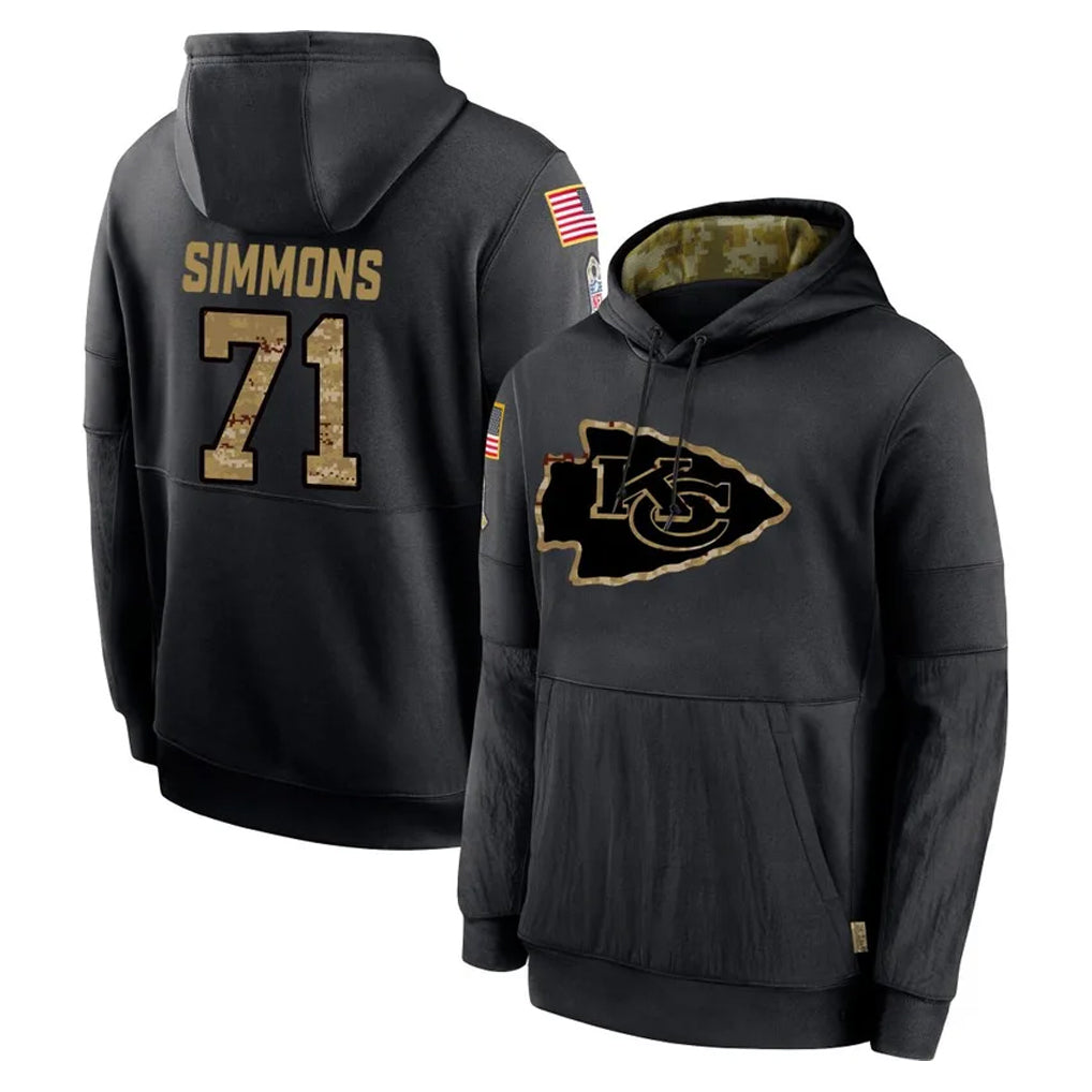 Ndoa KC.Chiefs #71 Josh Simmons Player Black Salute to Service Hoodies Limited Game Stitched Jerseys