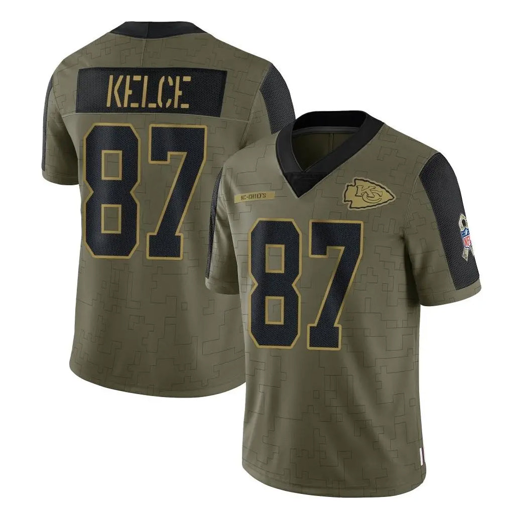 Ndoa KC.Chiefs #87 Travis Kelce Player Olive Salute To Service Limited Game Stitched Jerseys