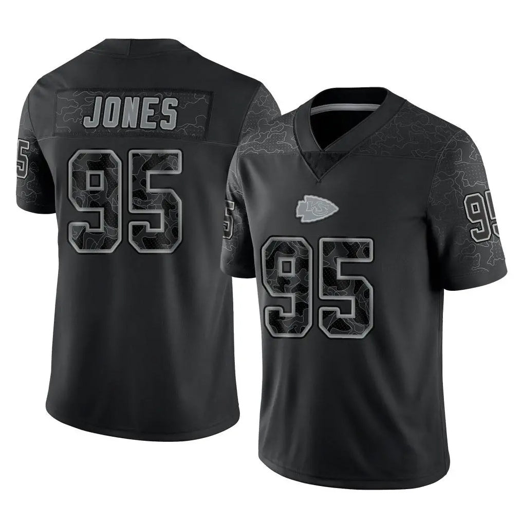 Ndoa KC.Chiefs #95 Chris Jones Player Black Limited Reflective Game Stitched Jerseys