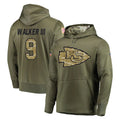 Ndoa KC.Chiefs #9 Kenneth Walker III Player Olive Salute to Service Pullover Hoodies Home Game Stitched Jerseys