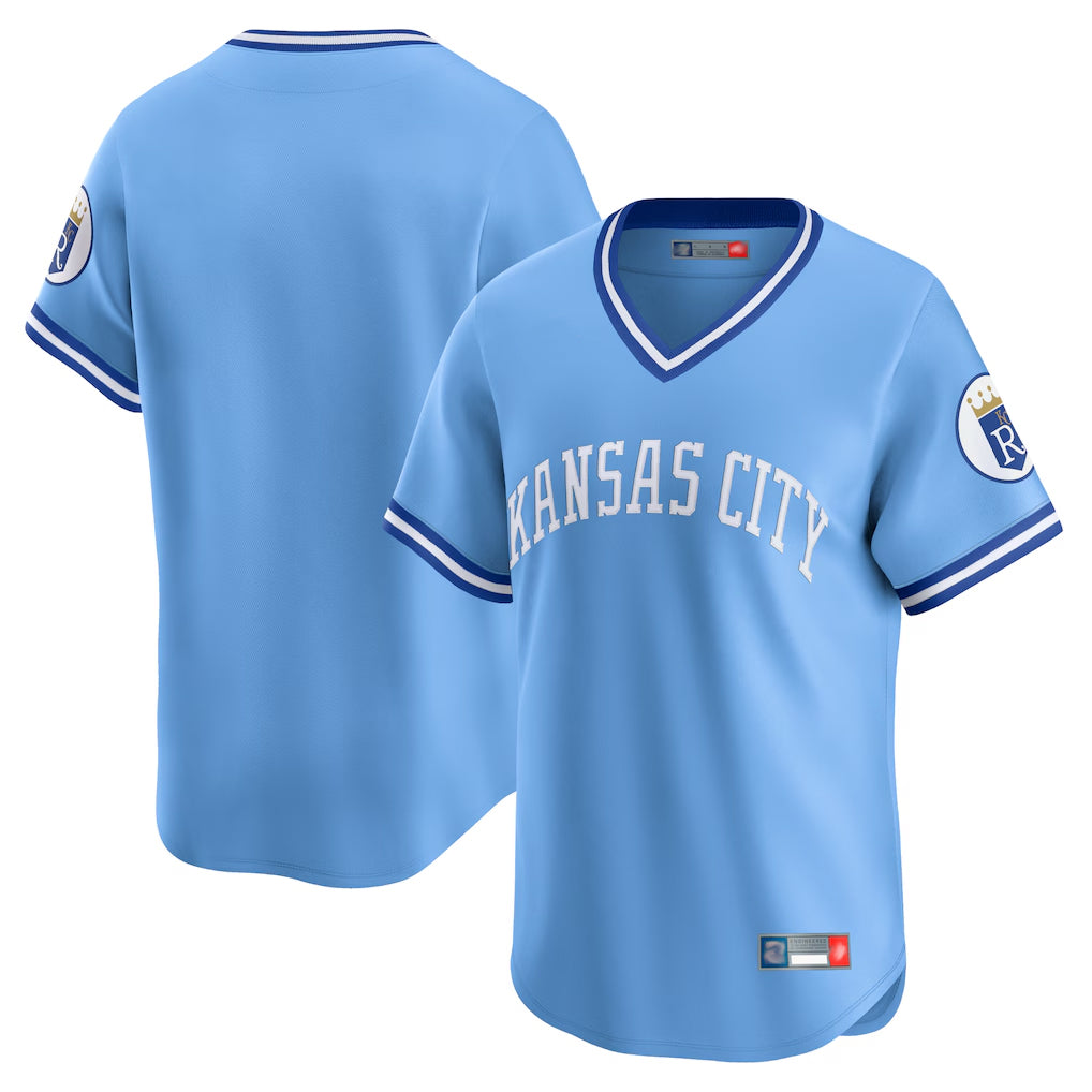 Ndoa KC.Royals Light Blue Limited Throwback Cooperstown Collection Blank Player T-shirt Stitched Jerseys