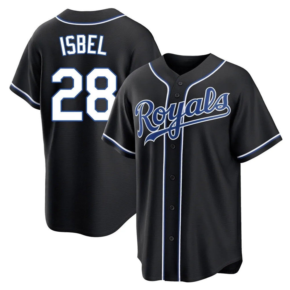 Ndoa KC.Royals #28 Kyle Isbel Player Black Carbon Fashion Home Game Stitched Jerseys