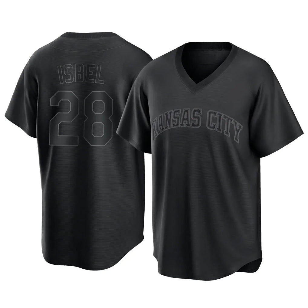 Ndoa KC.Royals #28 Kyle Isbel Player Black Fashion Game Stitched Jerseys