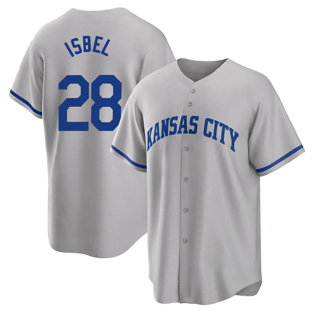 Ndoa KC.Royals #28 Kyle Isbel Player Gray Game Home Stitched Jerseys