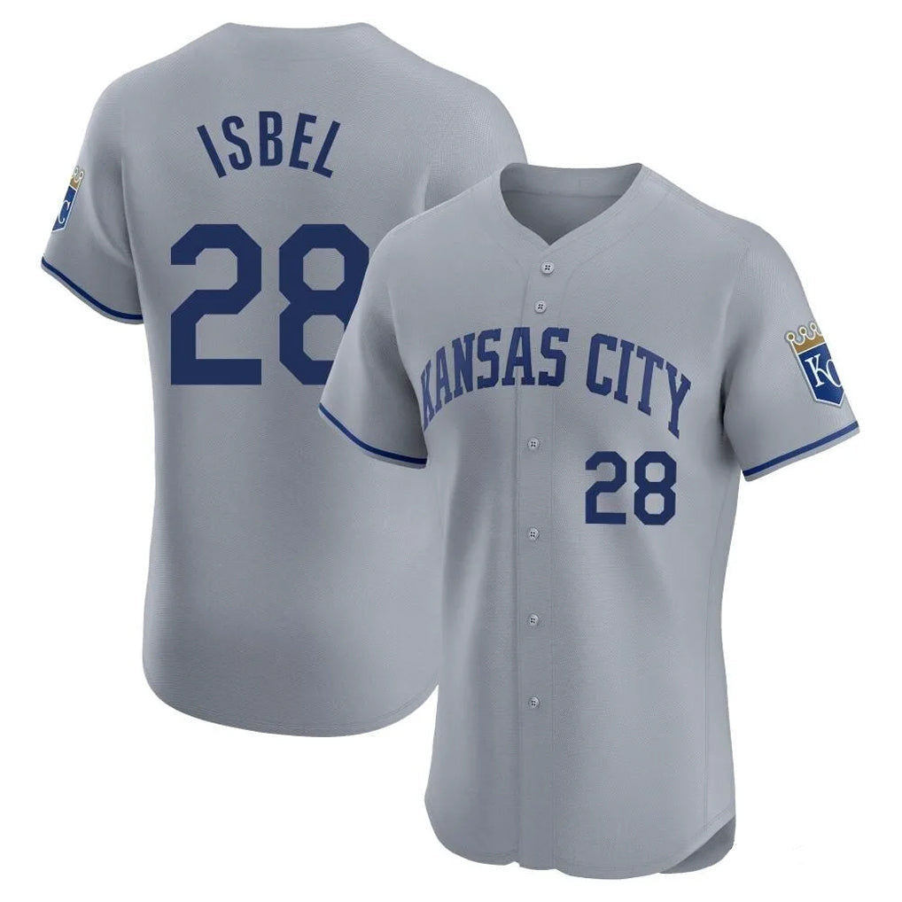 Ndoa KC.Royals #28 Kyle Isbel Player Gray Limited Elite Home Stitched Jerseys