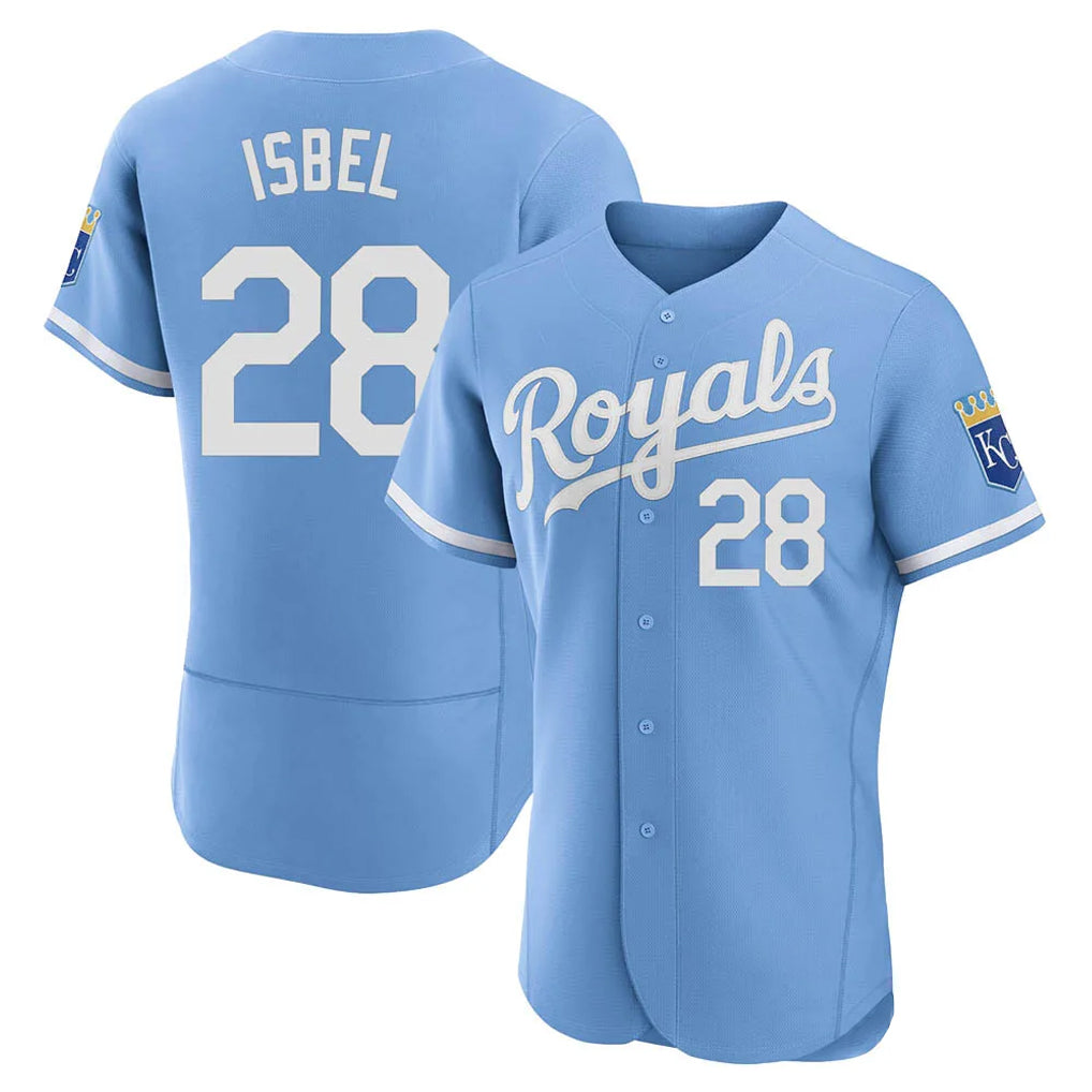 Ndoa KC.Royals #28 Kyle Isbel Player Light Blue Alt Limited Elite Home Stitched Jerseys