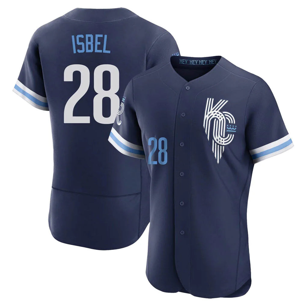 Ndoa KC.Royals #28 Kyle Isbel Player Navy City Connect Limited Elite Home Stitched Jerseys