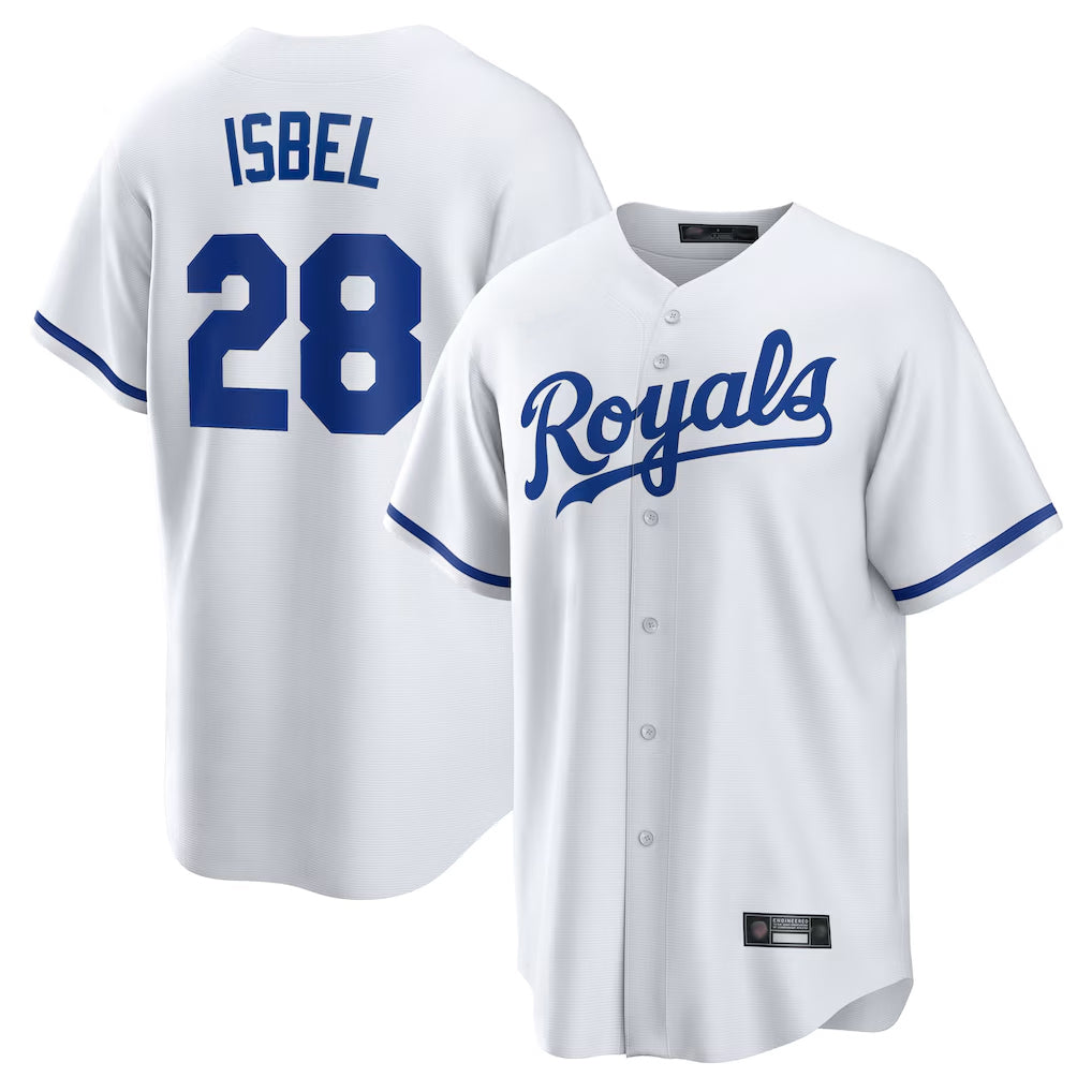 Ndoa KC.Royals #28 Kyle Isbel Player White Home Game Stitched Jerseys