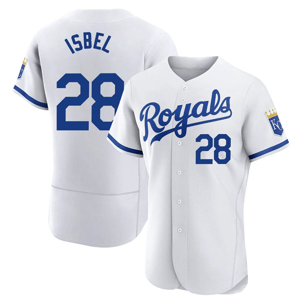 Ndoa KC.Royals #28 Kyle Isbel Player White Limited Elite Home Game Stitched Jerseys