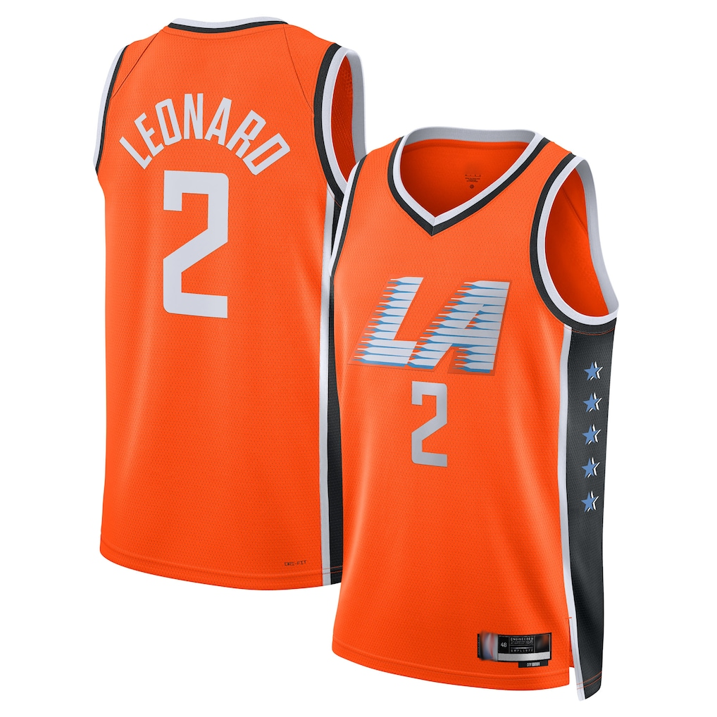 Ndoa LA.Clippers #2 Kawhi Leonard Orange 2025-2026 Swingman Stitched Jerseys - City Edition