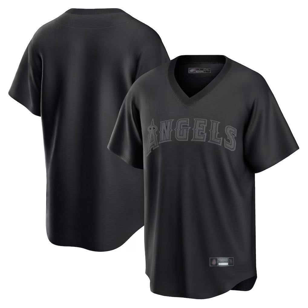 Ndoa LA.Angels Black Pitch Fashion Blank Player T-shirt Stitched Jerseys