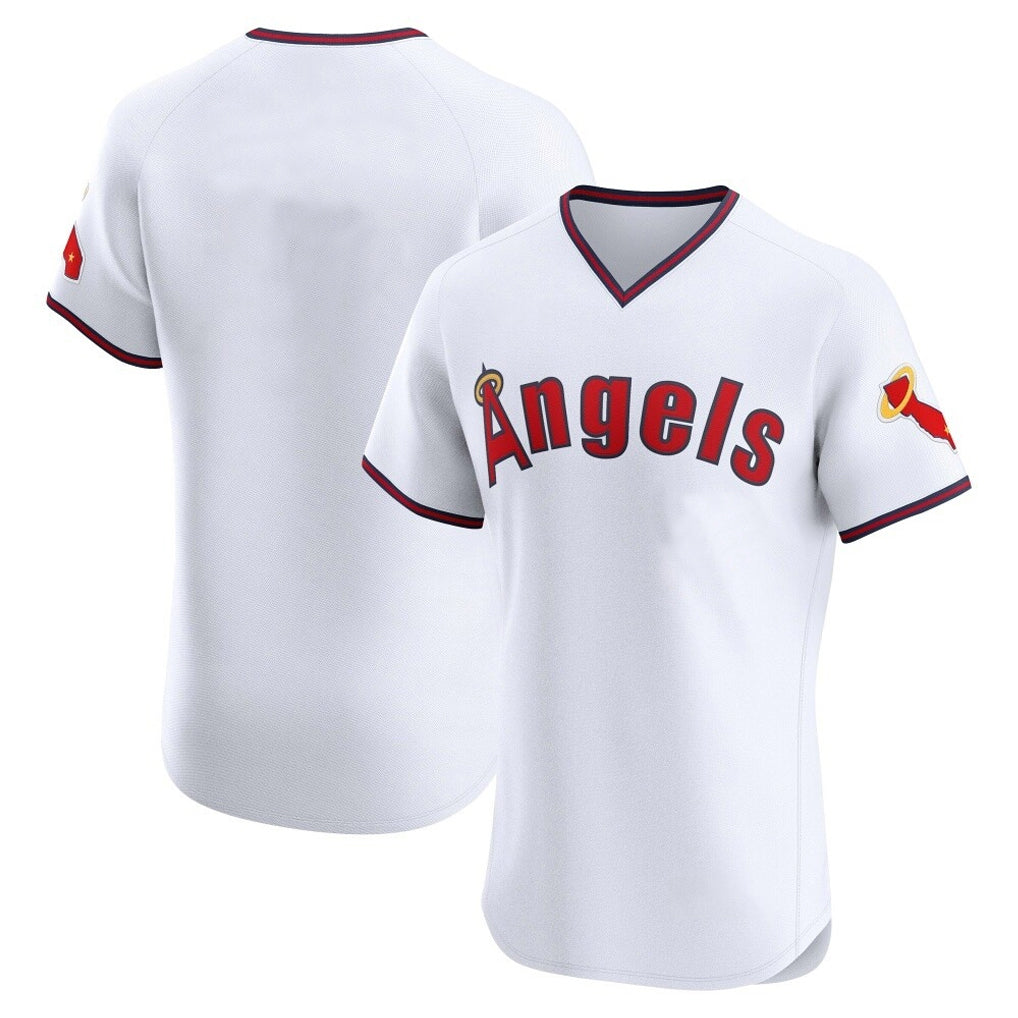Ndoa LA.Angels White T-shirt Home Limited Elite Blank Player Stitched Jerseys