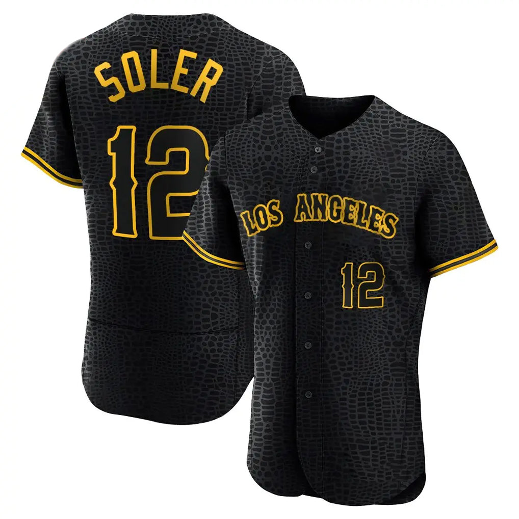 Ndoa LA.Angels #12 Jorge Soler Player Black Snake Skin City Limited Elite Home Stitched Jerseys