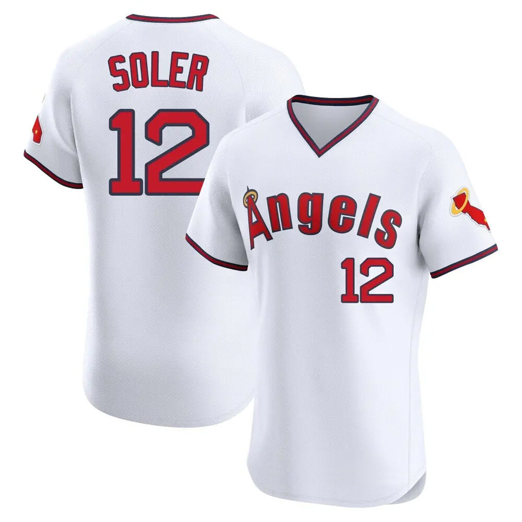 Ndoa LA.Angels #12 Jorge Soler Player White T-shirt Home Limited Elite Stitched Jerseys