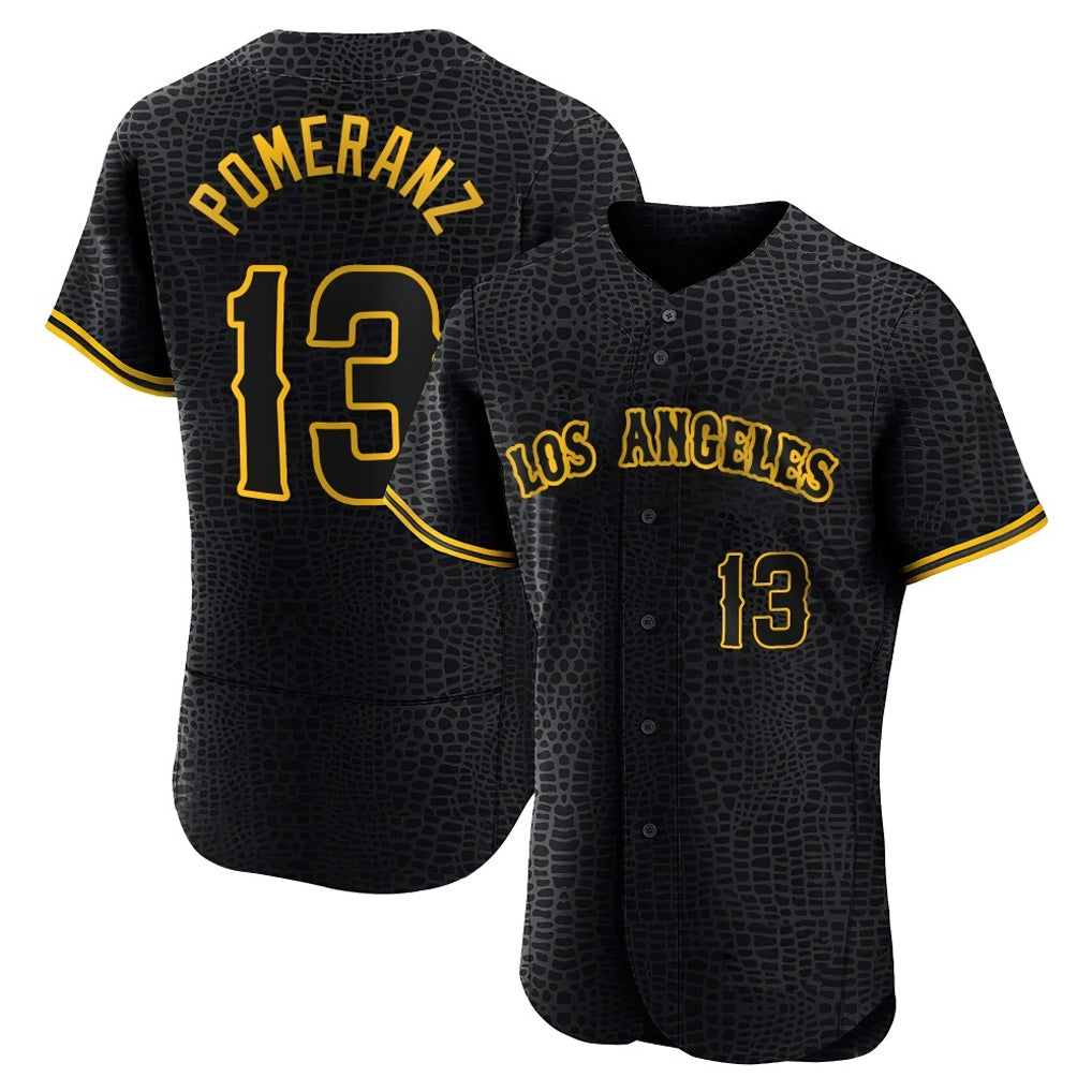 Ndoa LA.Angels #13 Drew Pomeranz Player Black Snake Skin City Limited Elite Home Stitched Jerseys