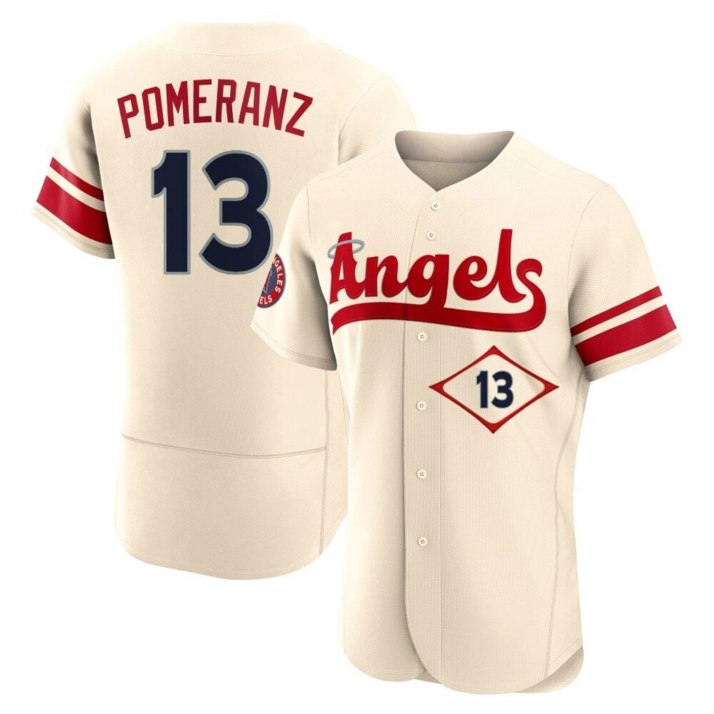 Ndoa LA.Angels #13 Drew Pomeranz Player Cream City Connect Limited ELite Home Stitched Jerseys