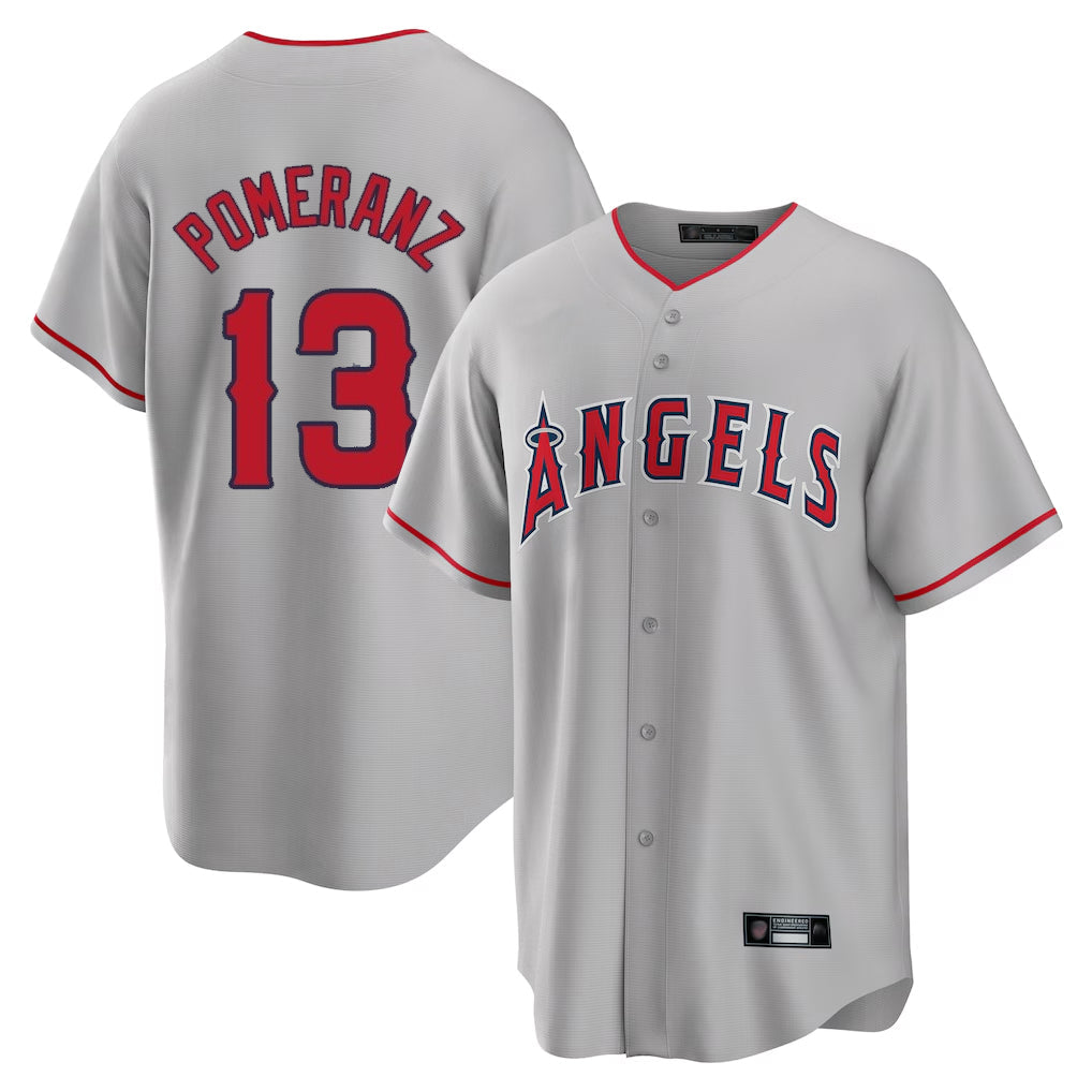 Ndoa LA.Angels #13 Drew Pomeranz Player Gray Home Game Stitched Jerseys