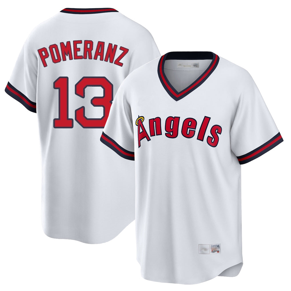 Ndoa LA.Angels #13 Drew Pomeranz Player White T-shirt Home Game Stitched Jerseys