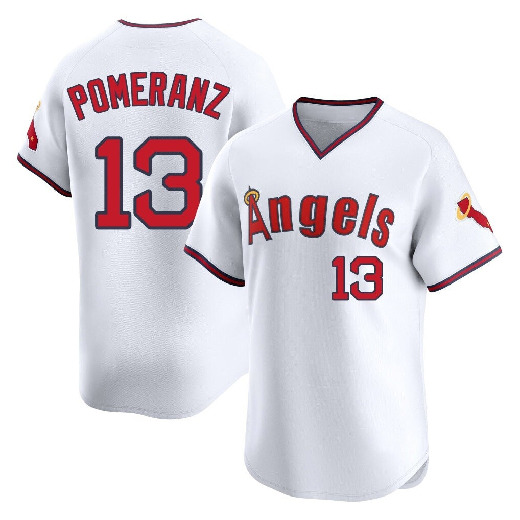Ndoa LA.Angels #13 Drew Pomeranz Player White T-shirt Home Limited Stitched Jerseys