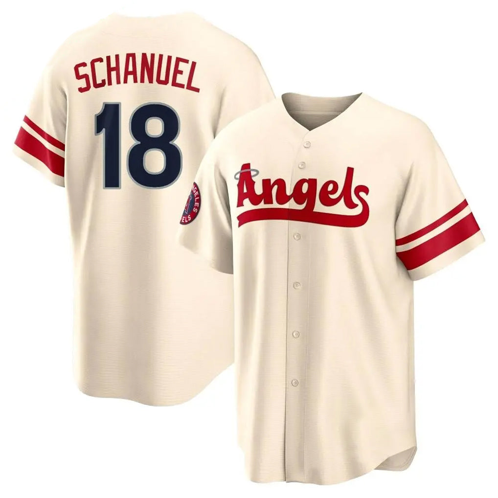 Ndoa LA.Angels #18 Nolan Schanuel Player Cream City Connect Home Stitched Jerseys
