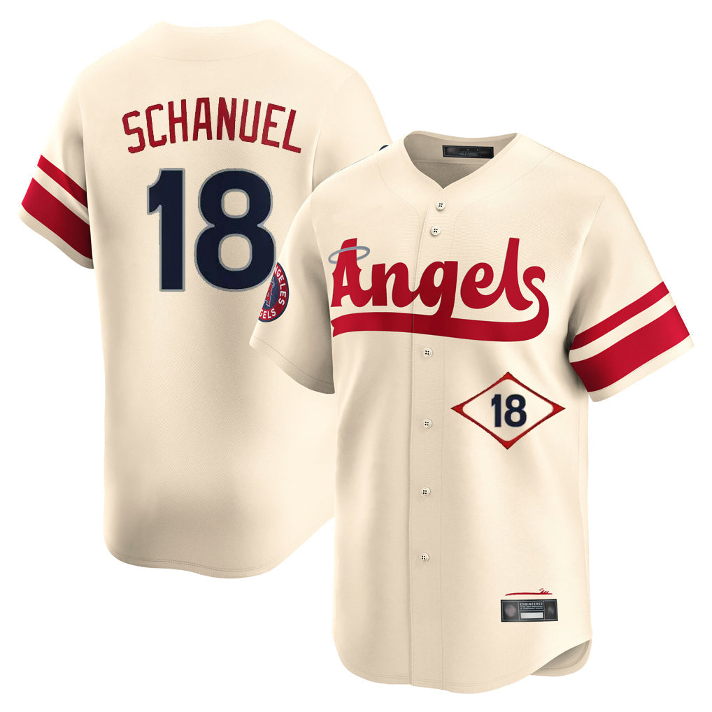 Ndoa LA.Angels #18 Nolan Schanuel Player Cream City Connect Limited Home Stitched Jerseys