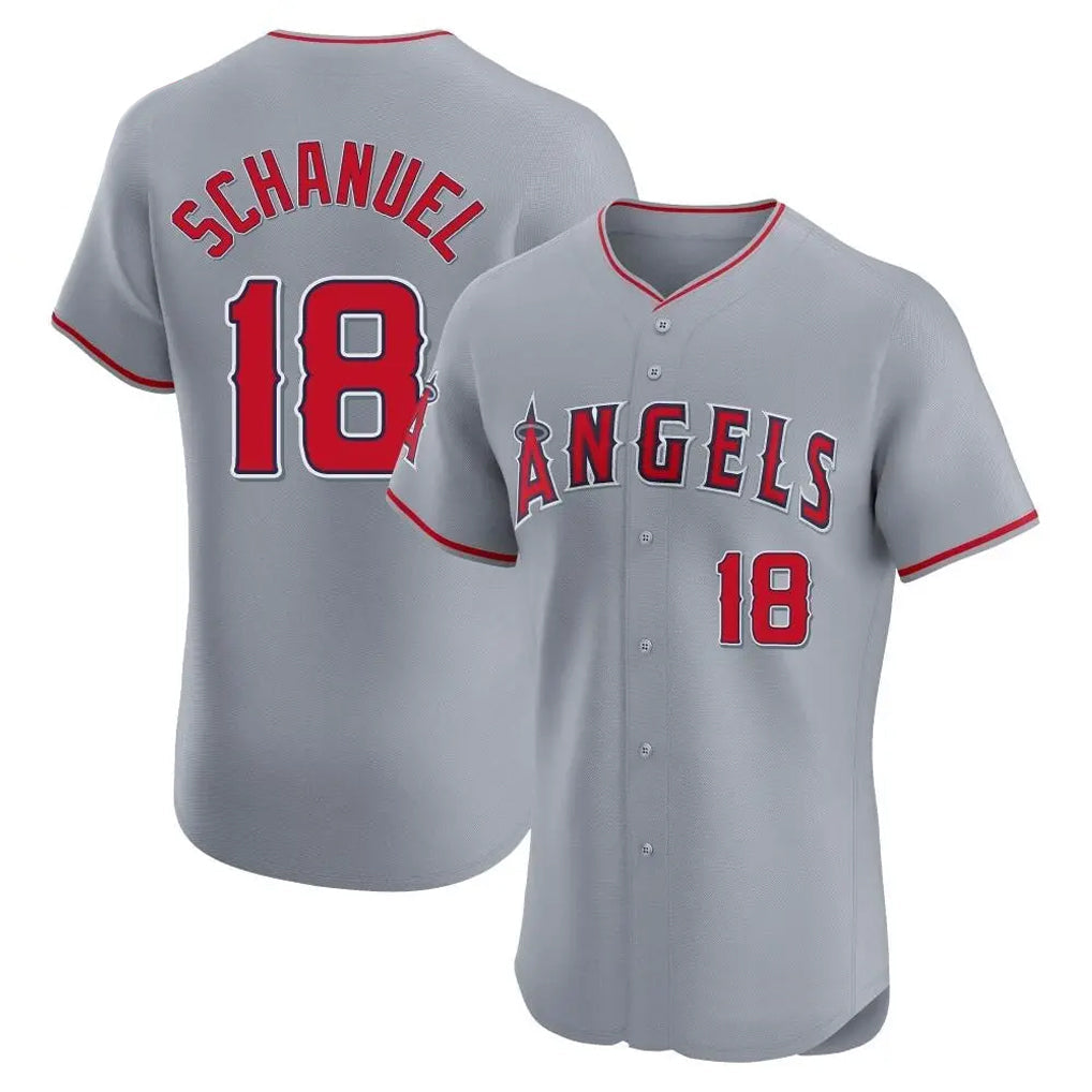 Ndoa LA.Angels #18 Nolan Schanuel Player Gray Home Limited Elite Stitched Jerseys