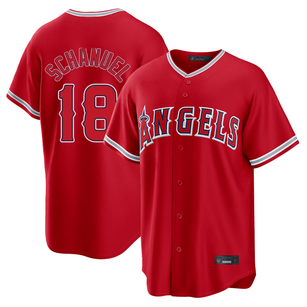 Ndoa LA.Angels #18 Nolan Schanuel Player Red Home Game Stitched Jerseys